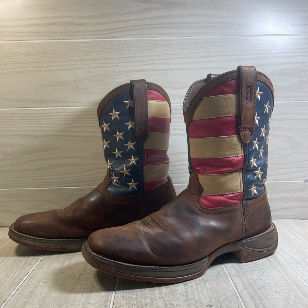 Durango Rebel American Flag 12” Western Cowboy Boot DK Brown DB5554 Mens Sz 13D